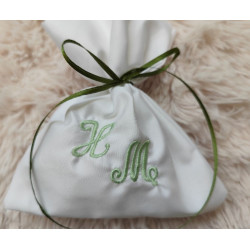 Μπομπονιέρα Πουγκί με Κέντημα - Μονoγράμματα