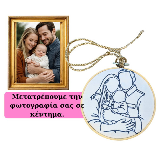 Τελάρο 16 cm, με Κέντημα από Φωτογραφία - Αναμνηστικό Δώρο 